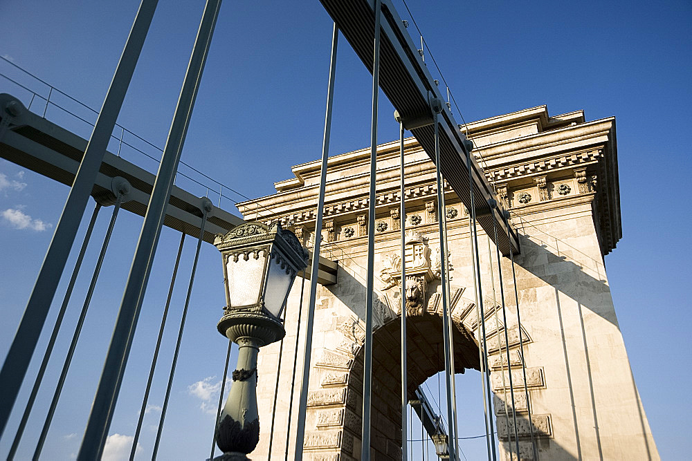 The Chain Bridge over the Danube River, Budapest, Hungary, Europe