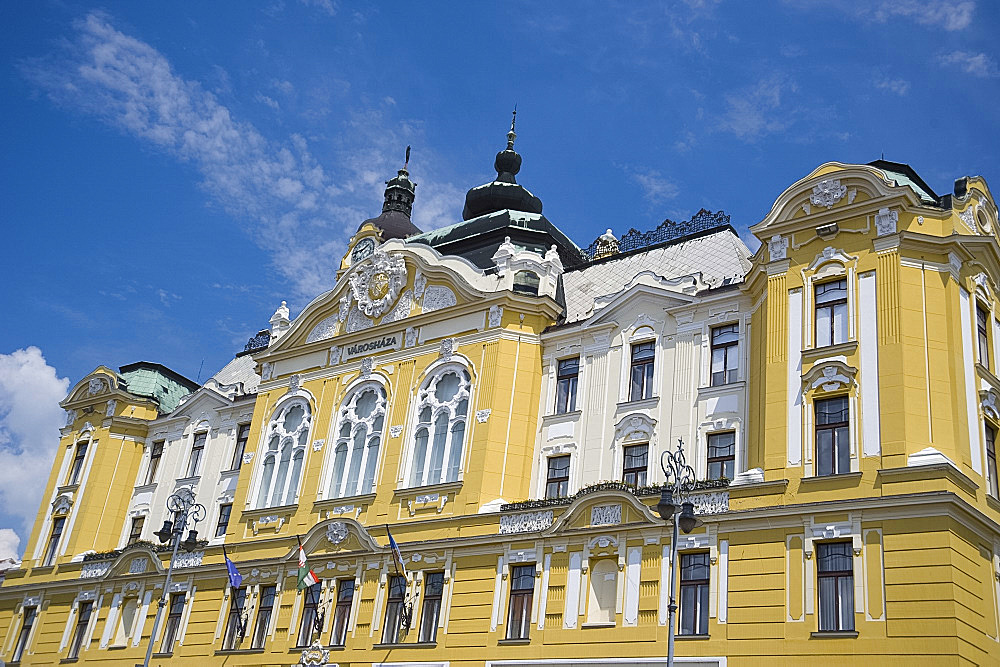 The ornate Town Hall, Pecs, Hungary, Europe