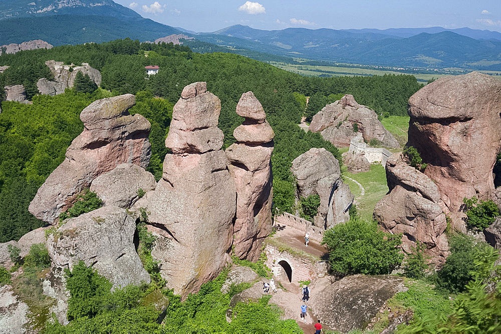 The towering natural rock formations at Belogradchik Fortress, Bulgaria, Europe