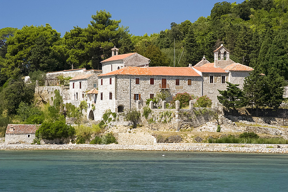 The Franciscan Monastery of St. Euphemia built in 1446 near Rab Town, island of Rab, Kvarner Region, Croatia, Europe