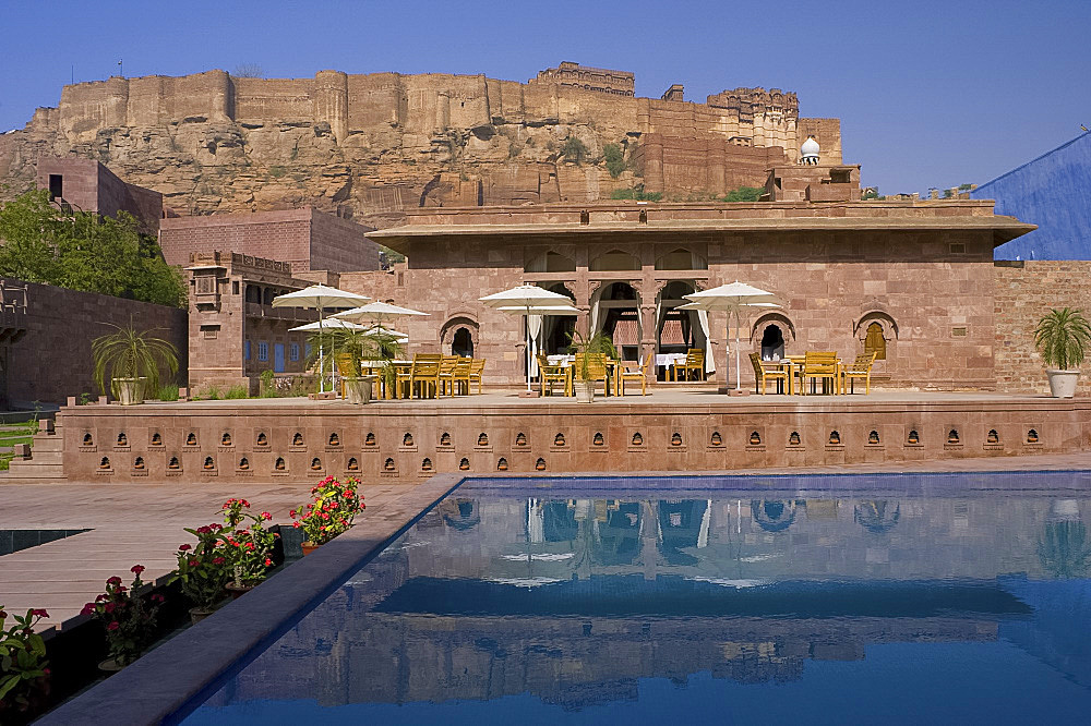 The Raas Hotel below the Mehrangarh Fort, Jodhpur, Rajasthan, India, Asia