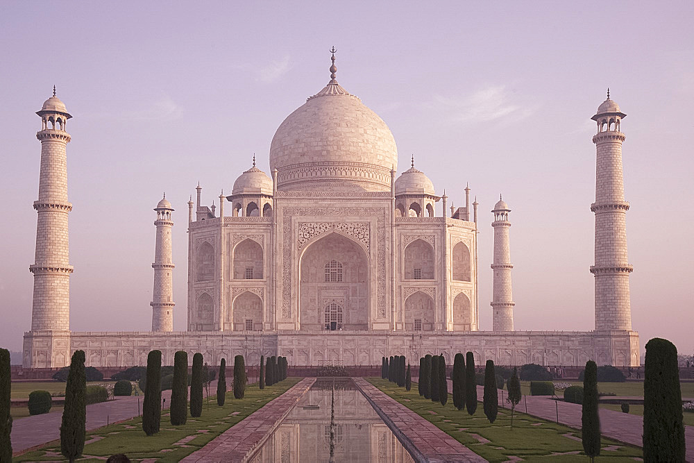 The Taj Mahal, UNESCO World Heritage Site, reflected in the Lotus Pool, Agra, Uttar Pradesh, India, Asia