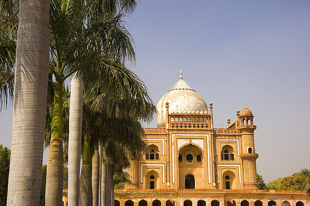 The red sandstone facade of Safarang's Tomb in New Dehli, India, Asia