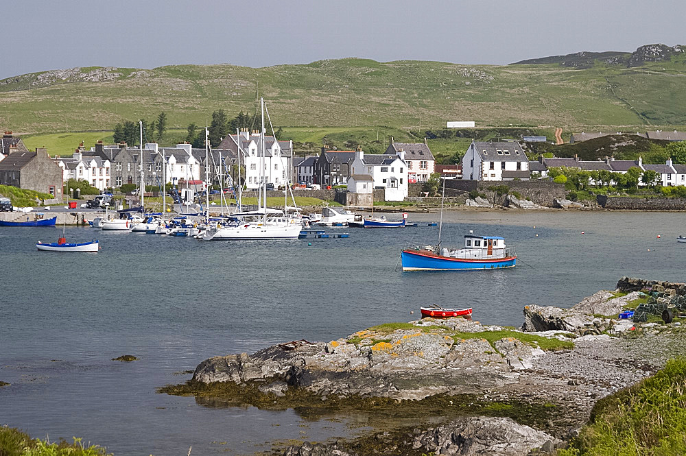 Fishing boats in the harbour at Port Ellen, Isle of Islay, Inner Hebrides, Scotland, United Kingdom, Europe