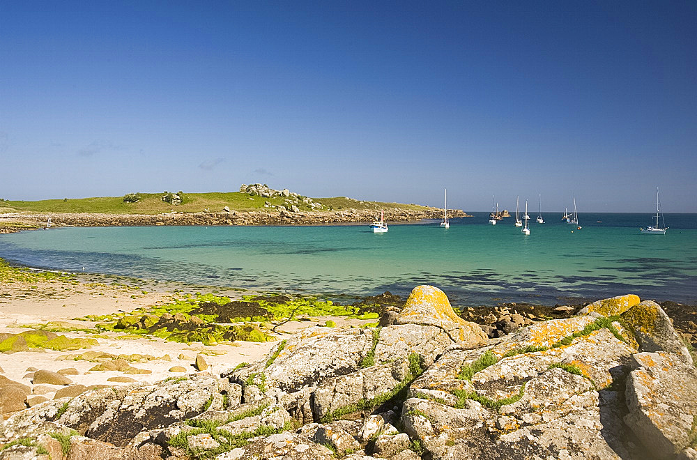 A sheltered bay on the island of St. Agnes, The Scilly Isles, United Kingdom, Europe