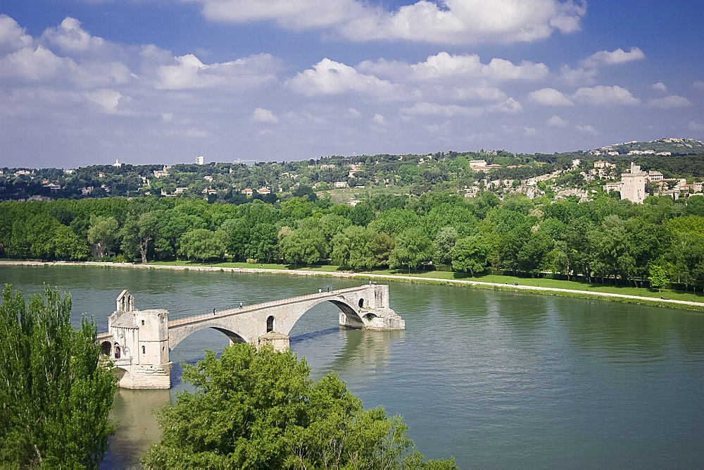 The Pont St. Benezet, UNESCO World Heritage Site, on the Rhone River in Avignon, Vaucluse, Provence, France, Europe