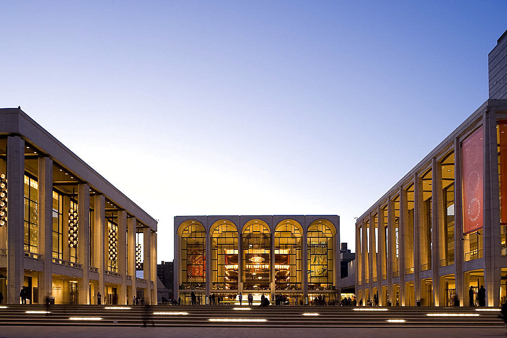 Lincoln Center at dusk, Manhattan, New York City, New York State, United States of America, North America