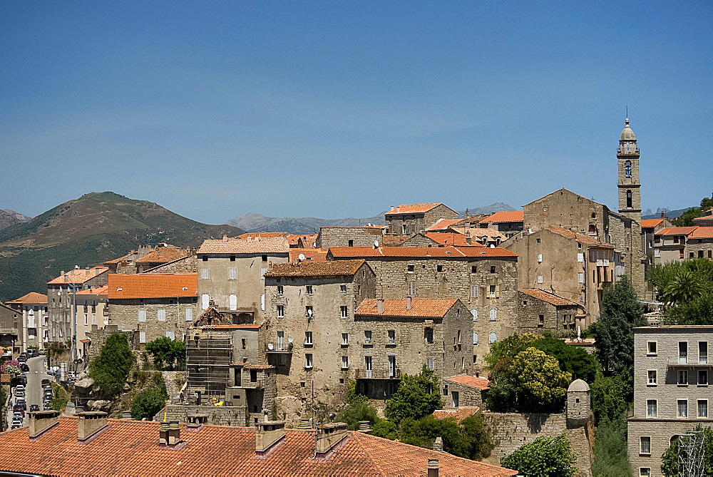 A view of the town of Sartene in the Sartenais region of Corsica, France, Europe