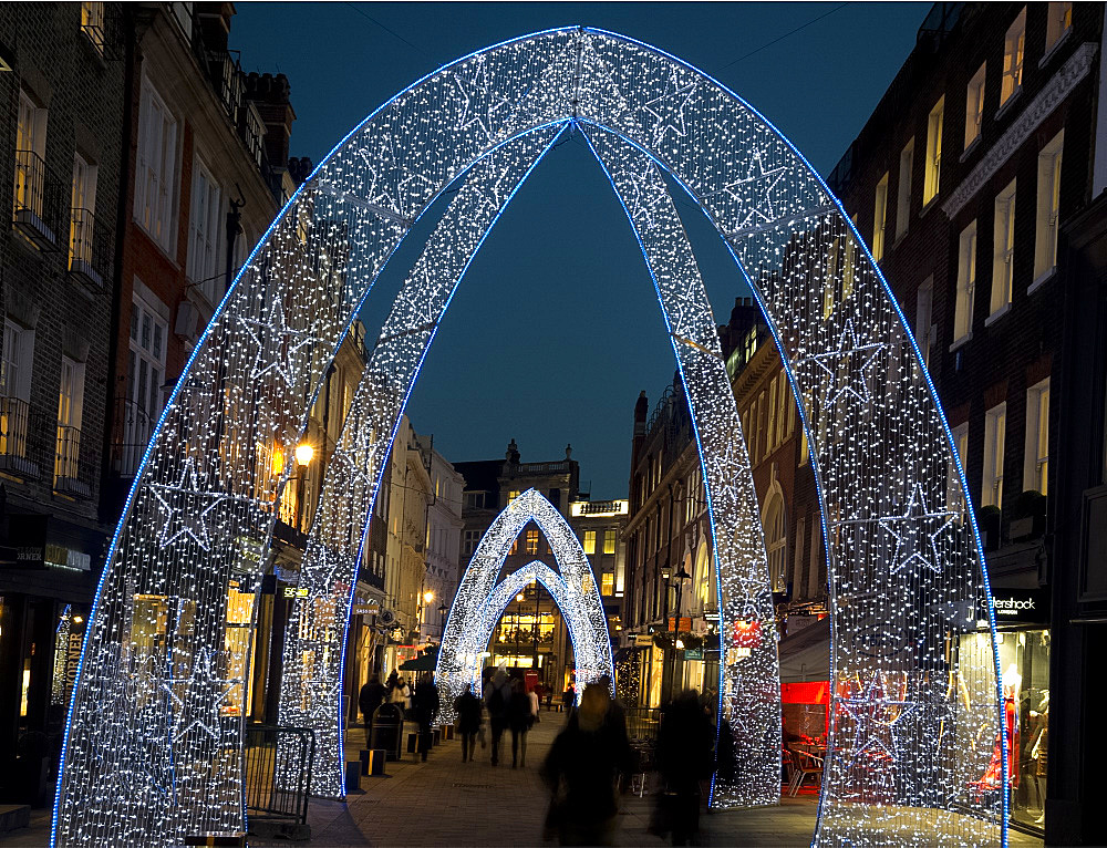 Christmas lights on South Molton Street, London, England, United Kingdom, Europe