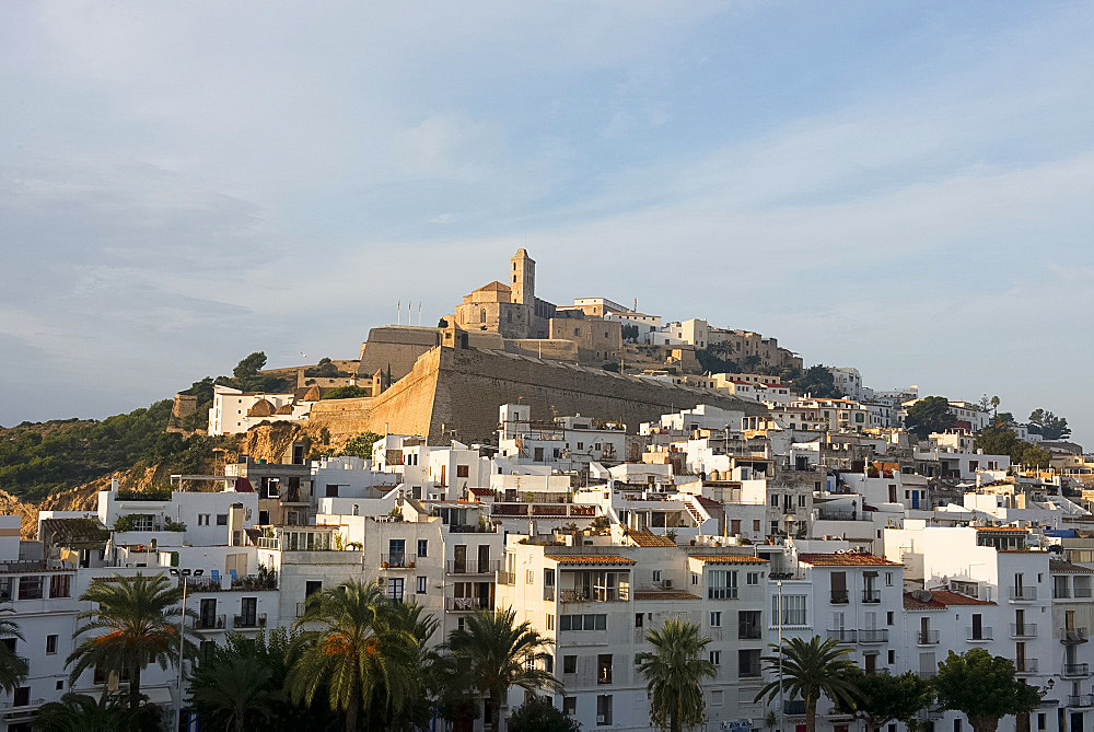 An early morning view of Ibiza Old Town on the island of Ibiza, Balearic Islands, Spain, Europe