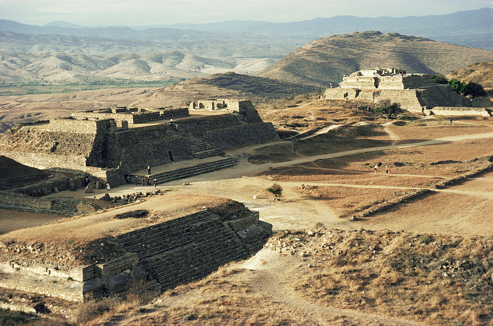 The Great Plaza looking northwest, Monte Alban, UNESCO World Heritage Site, Mexico, North America