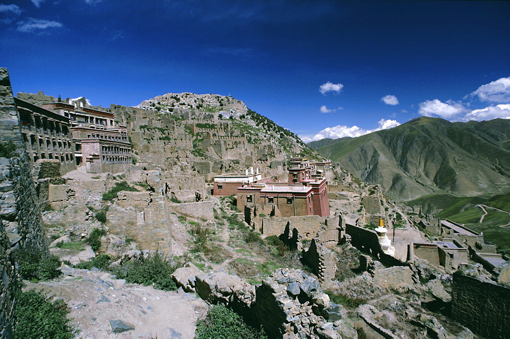 Rebuilding, Ganden monastery, Tibet, China, Asia