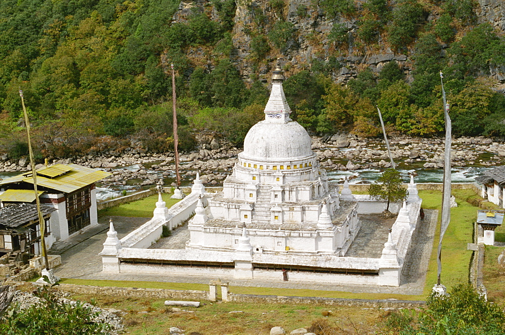 A stupa at Tashi Yangtse in eastern Bhutan, Asia