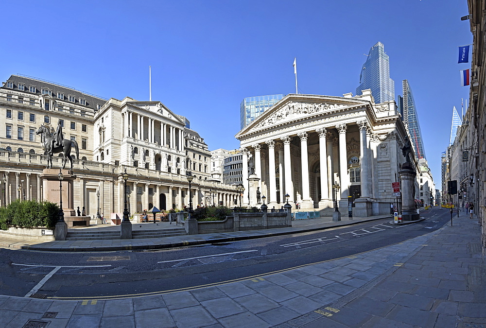 Bank of England and the Royal Exchange, City of London, London, England, United Kingdom, Europe