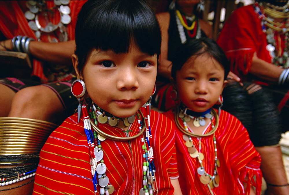 Two 'Big ears' Padaung tribe girls in Nai Soi, Mae Hong Son Province, Thailand, Asia