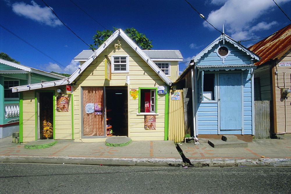 Typical Caribbean houses, St. Lucia, Windward Islands, West Indies, Caribbean, Central America