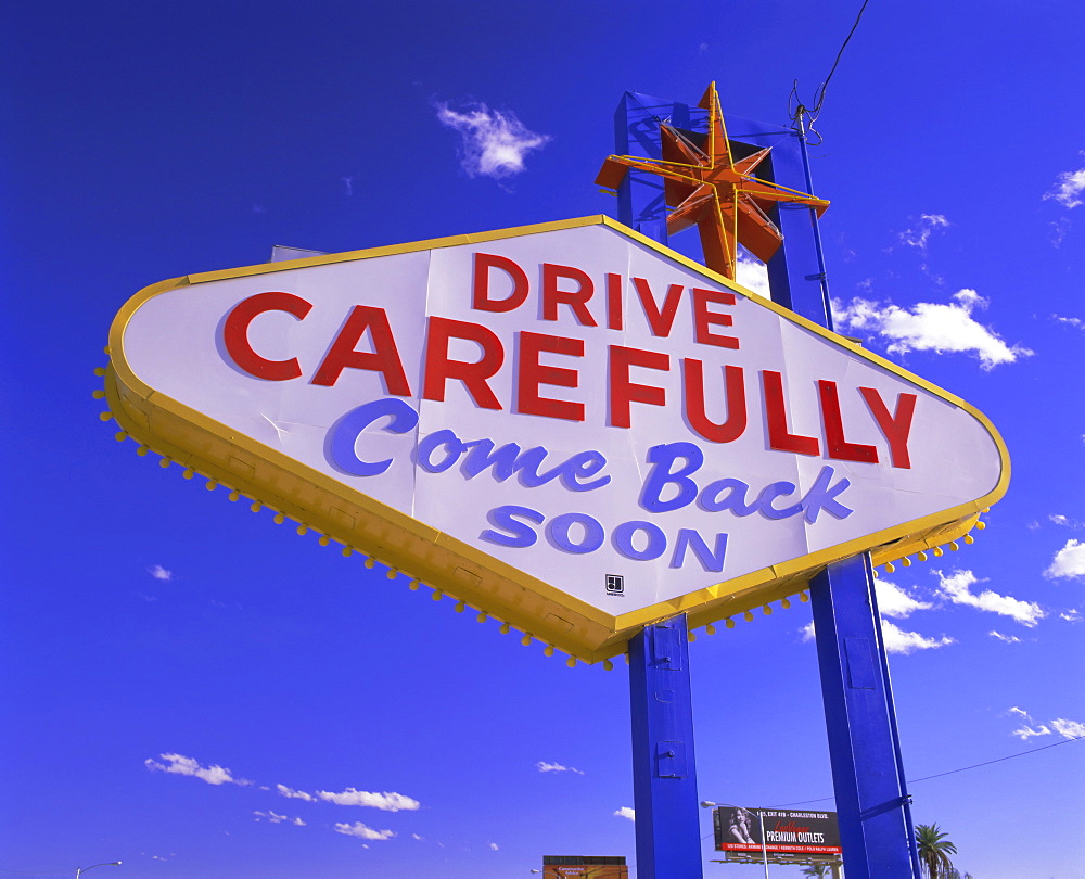 Drive Carefully sign, Las Vegas, Nevada, USA, North America