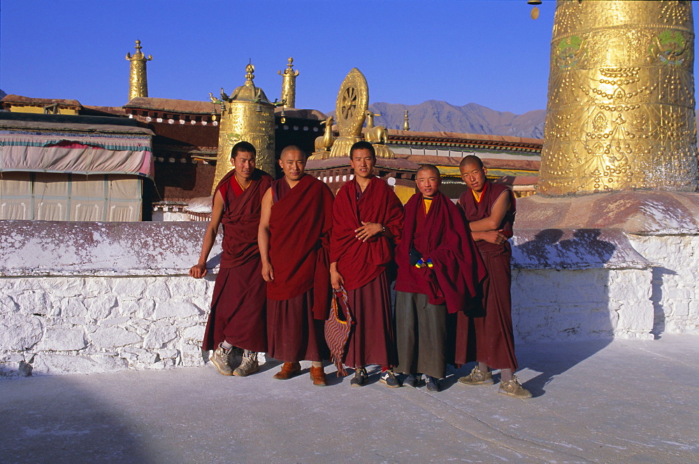 Monks at the Jokhang Temple, Lhasa, Tibet, China, Asia