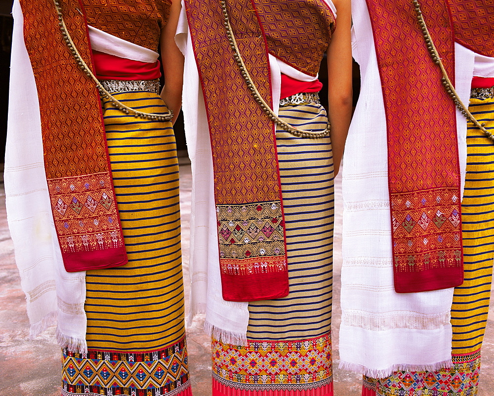 Close-up of traditional North Thai dance costume, Chiang Mai, Thailand, Southeast Asia, Asia