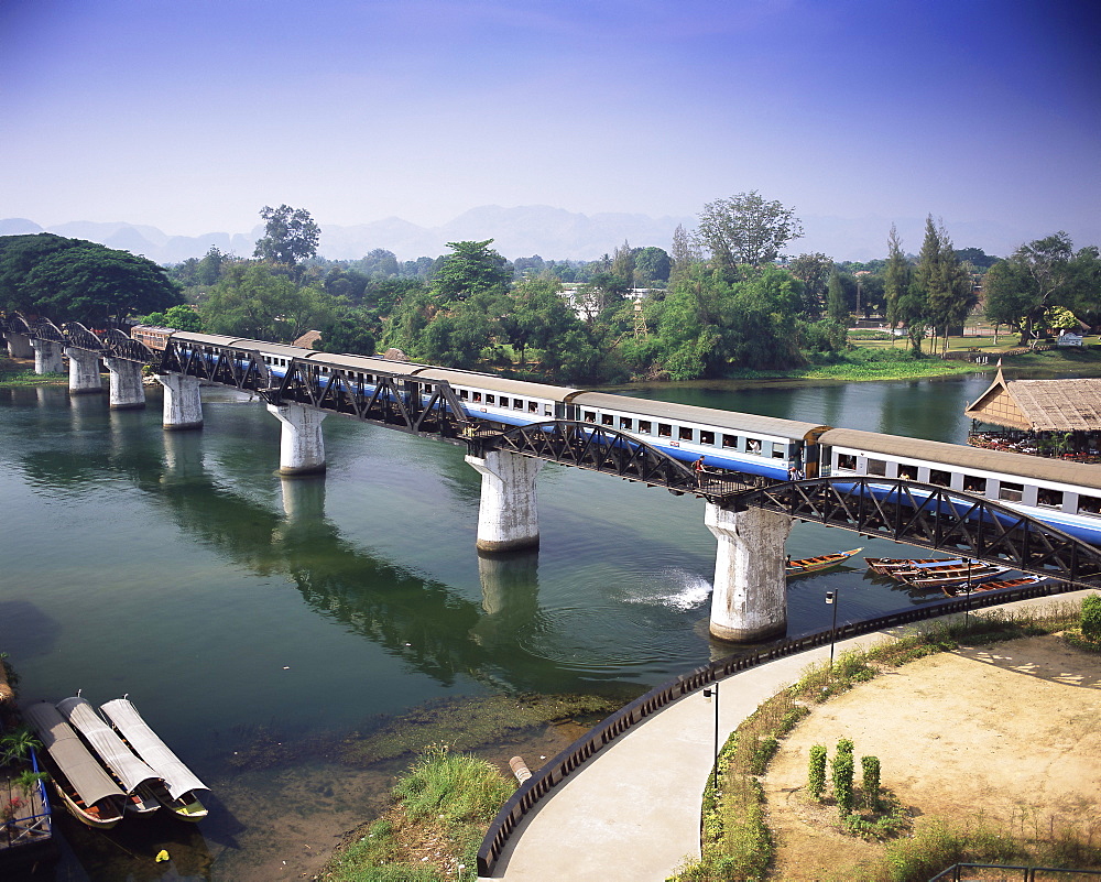 The Death Railway bridge on the River Kwai (Saphan Mae Nam Khwae Yai), Kanchanaburi, Kanchanaburi Province, Thailand, Southeast Asia, Asia