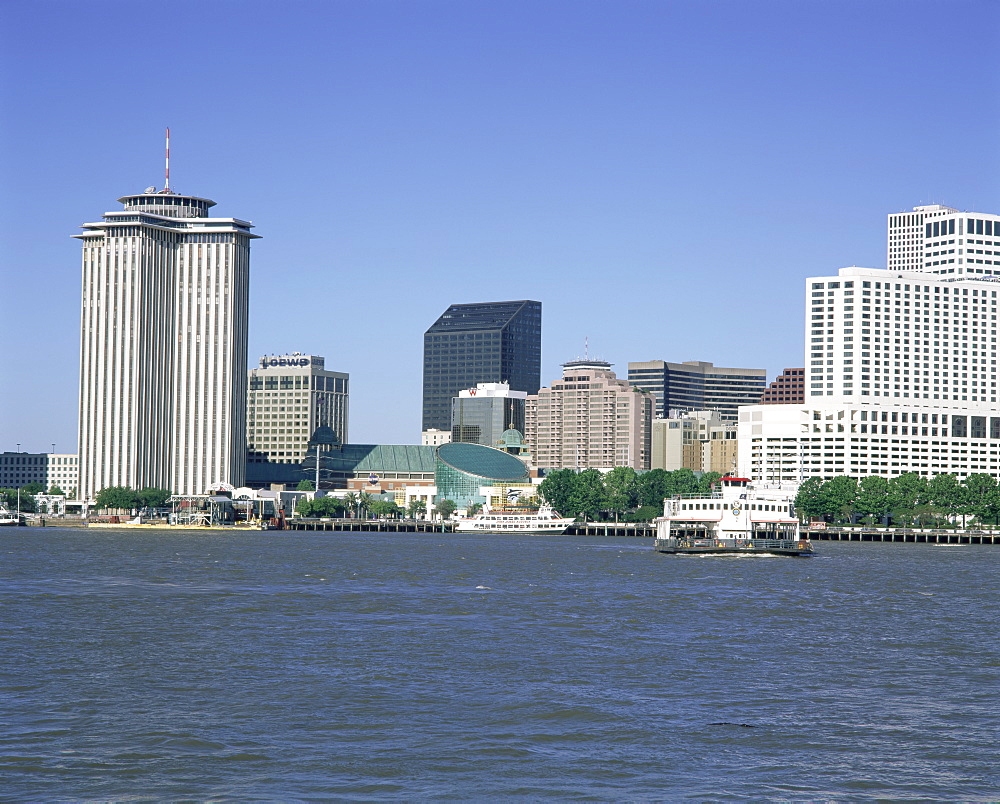 City skyline and Mississippi River, New Orleans, Louisiana, United States of America, North America