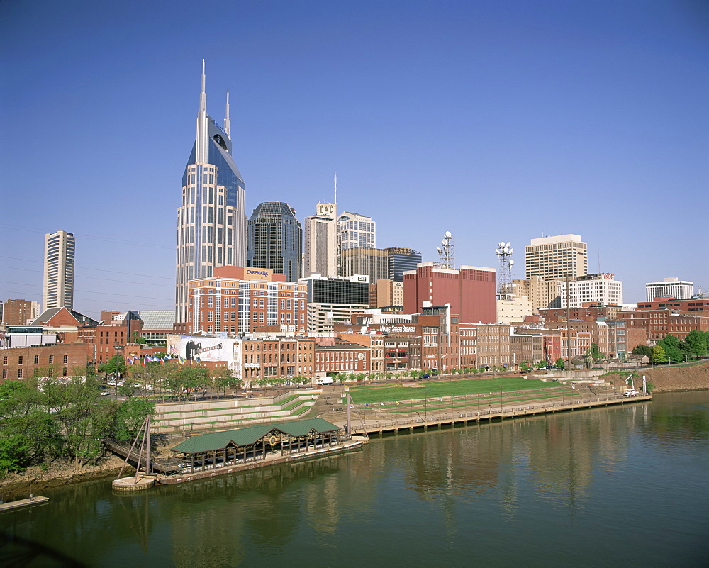 City skyline and the Cumberland river, Nashville, Tennessee, United States of America, North America