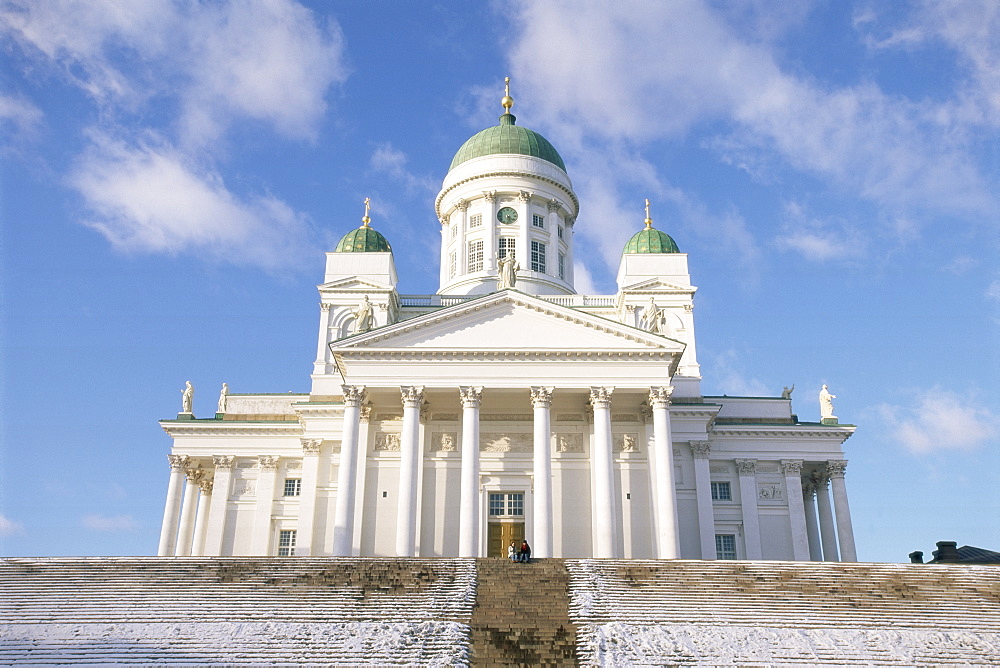 Lutheran Christian cathedral in winter snow, Helsinki, Finland, Scandinavia, Europe