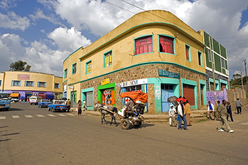 Typical street scene in Gonder, Gonder, Gonder region, Ethiopia, Africa