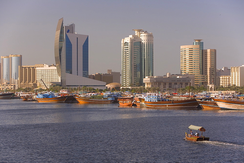 Dubai Creek (Khor Dubai), Dhow Wharfage and Commercial Centre, Deira, Dubai, United Arab Emirates, Middle East