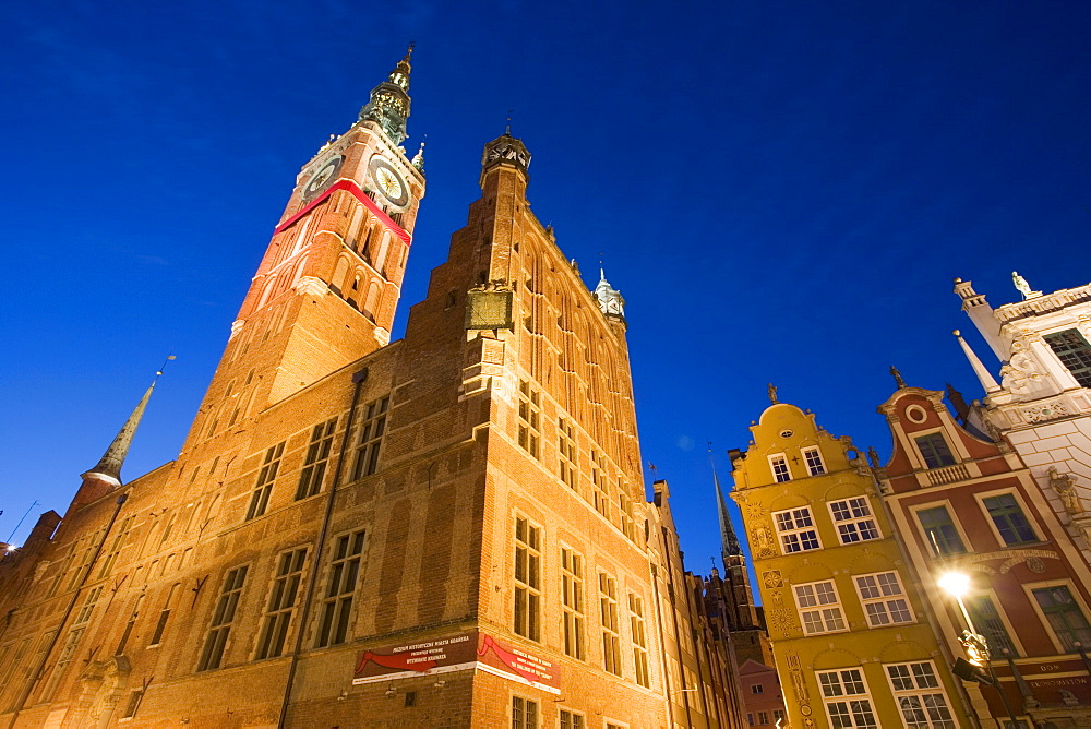 The Main Town Hall in Gdansk Old Town, built in 1492, Dlugi Targ (Long Market), Gdansk, Pomerania, Poland, Europe