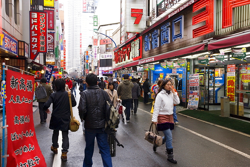 Camera and electronics shops near Shinjuku station, Shinjuku, Tokyo, Honshu, Japan, Asia