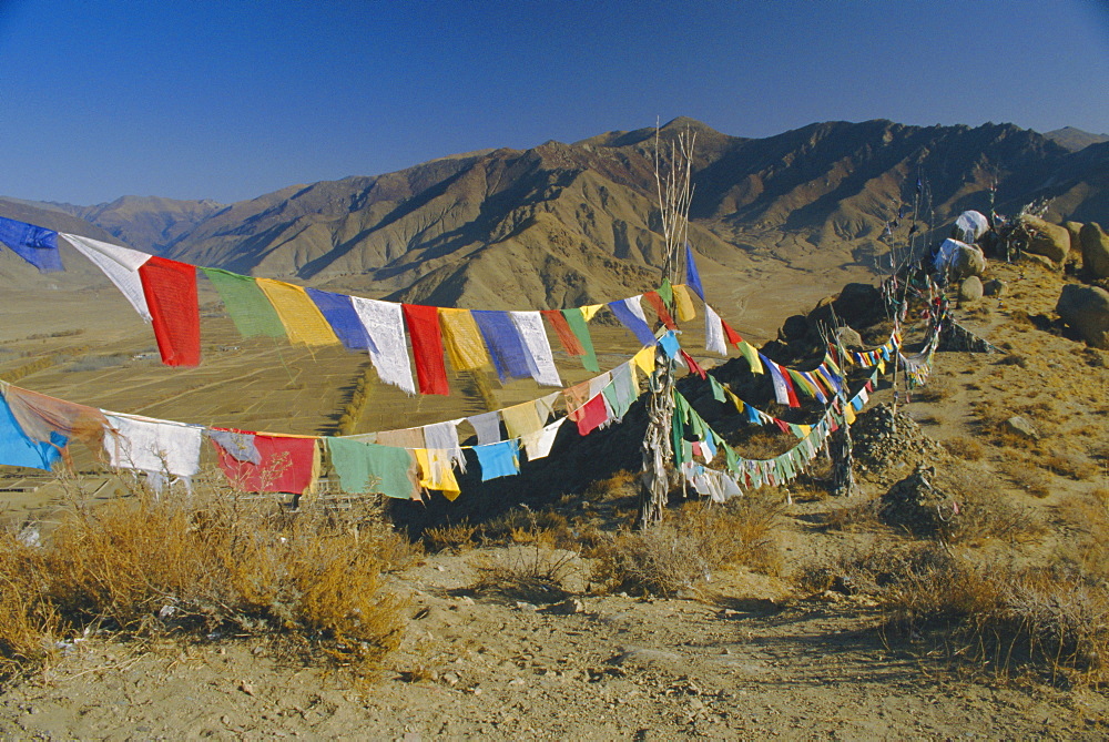 Buddhist prayer flags, Samye monastery, Tibet, China