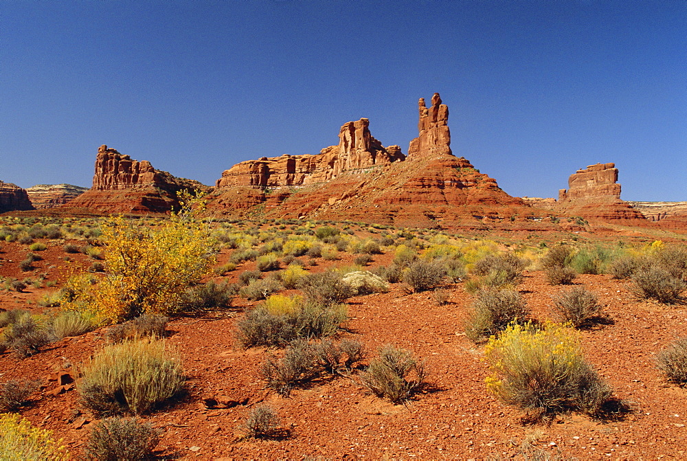 Sandstone monoliths, Valley of the Gods, Utah, USA