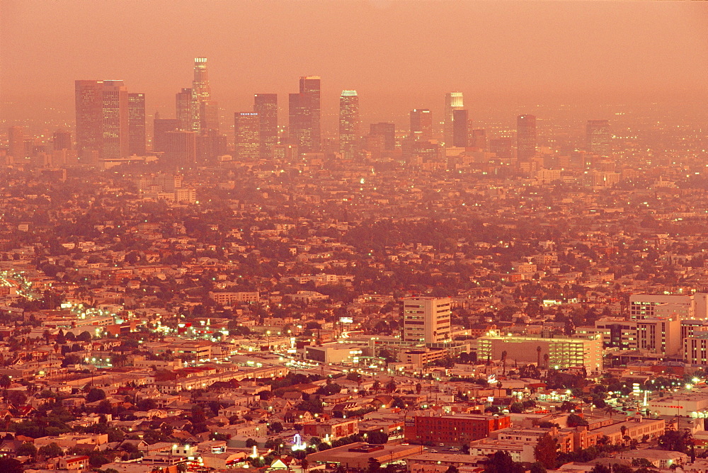 Downtown Los Angeles at dusk, California, USA