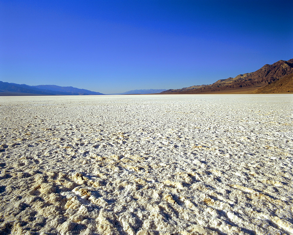 Salt Flats at Badwater, at minus 282 feet the lowest point in the USA, Death Valley National Monument, California/Nevada, USA