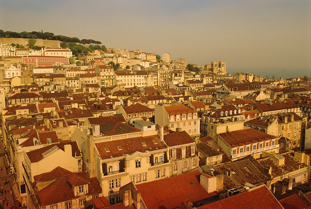 High view of the city center, Lisbon, Portugal, Europe