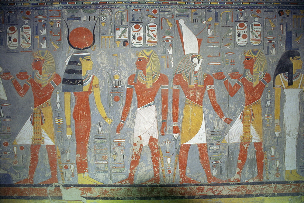 Wall painting in the Tomb of Horemheb, Valley of the Kings, Thebes, Egypt, Africa *** Local Caption ***