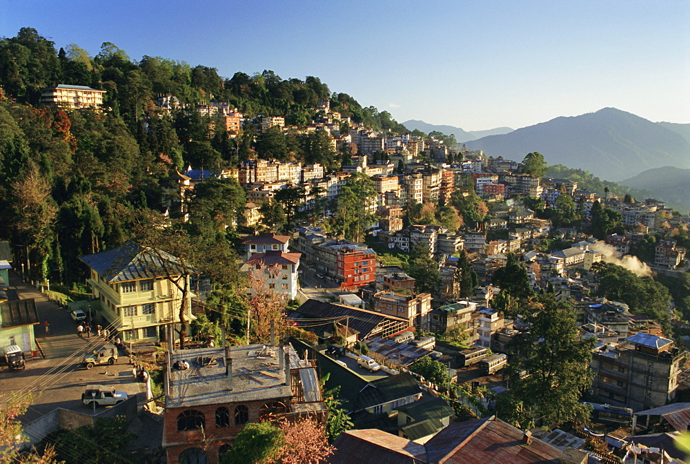 Gangtok in the early morning, Sikkim, India, Asia