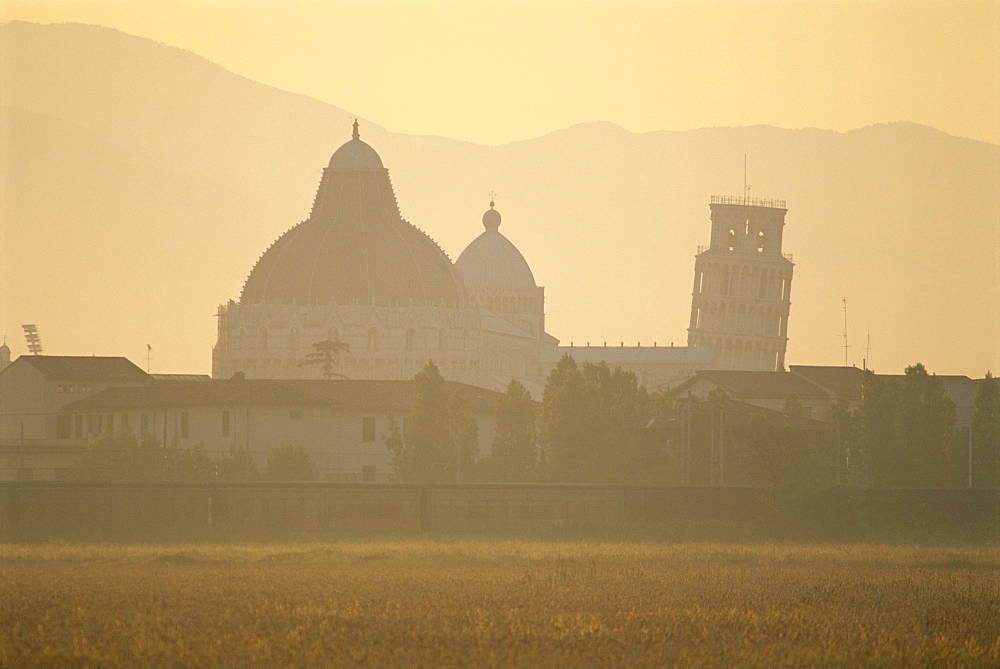 The Baptistery, Duomo and the Leaning Tower in the Campo dei Miracoli, UNESCO World Heritage Site, Pisa, Tuscany, Italy, Europe