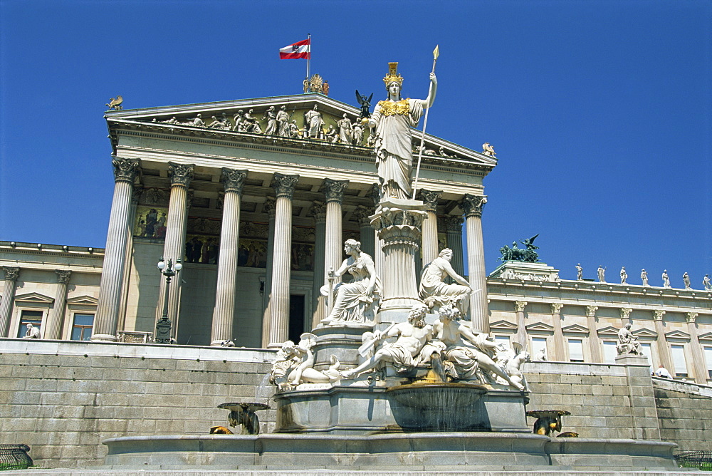 Parliament building and Athena fountain, Vienna, Austria, Europe