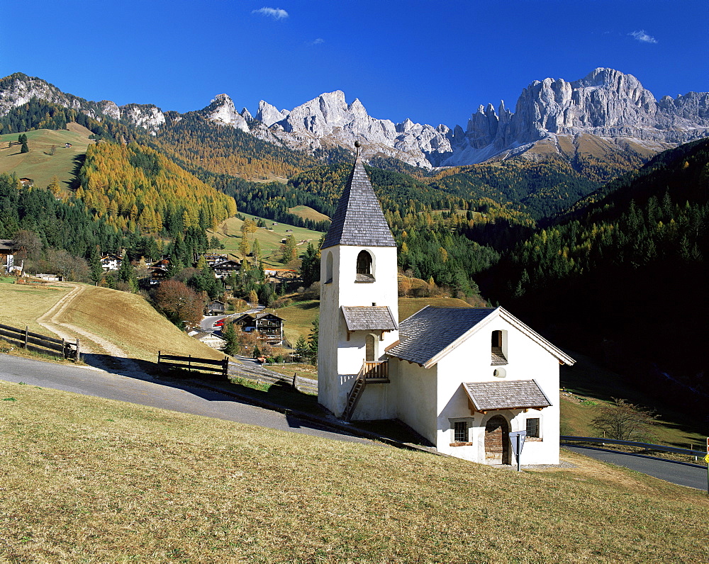 St. Zyprian church, Rosengarten, Dolomites, Trentino- Alto Adige, Italy, Europe