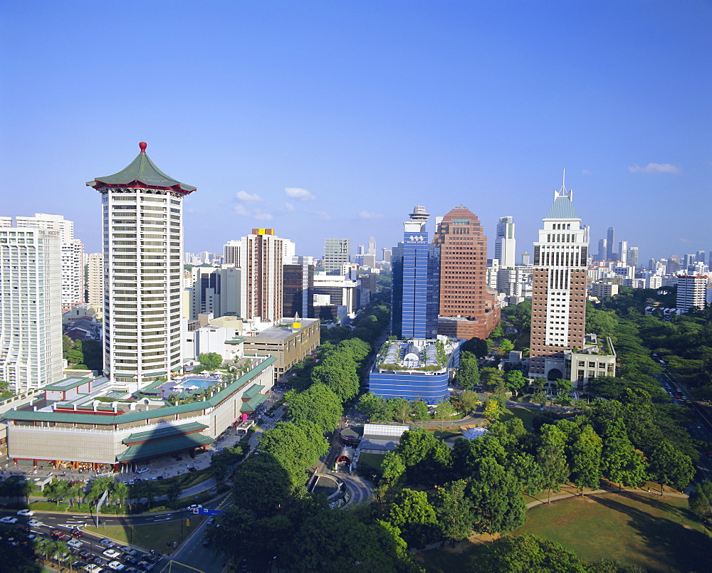 View over the Orchard Road district, one of Asia's most popular shopping areas, Singapore