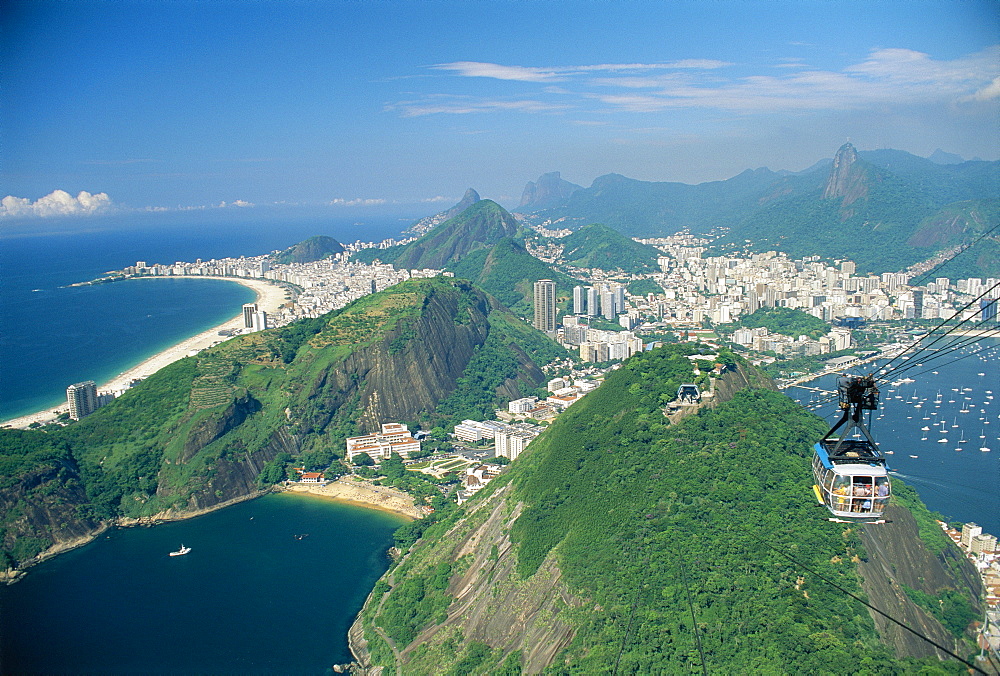 Aerial view of Rio and the Copacabana beach from Sugar Loaf, in Rio de Janeiro, Brazil, South America *** Local Caption ***