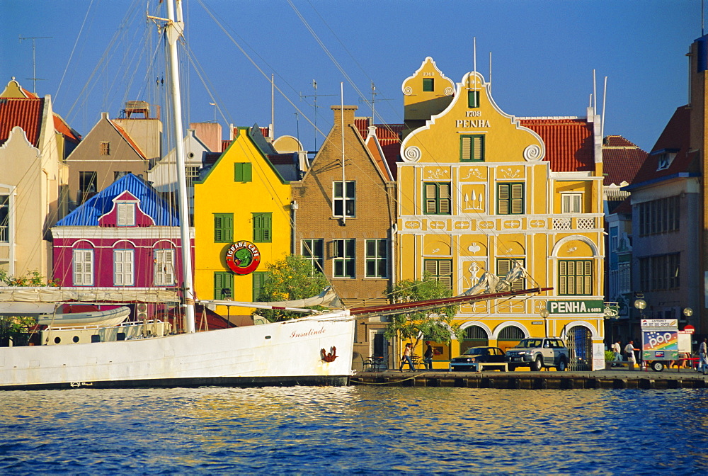 Colonial gabled waterfront buildings, Willemstad, Curacao, Caribbean, West Indies