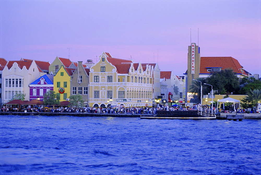 Colonial gabled waterfront buildings, Willemstad, Curacao, Caribbean, West Indies