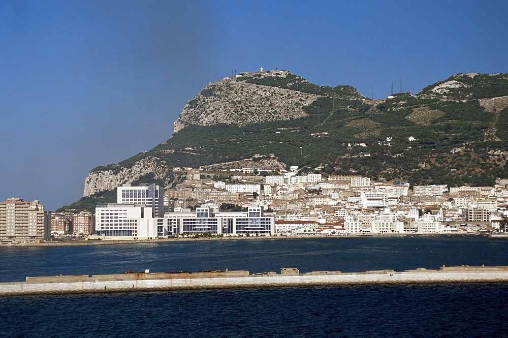 The Rock of Gibraltar, Gibraltar, viewed from the Mediterranean, Europe