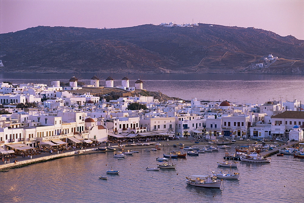 Elevated city view, Mykonos, Hora, Cyclades, Greece, Europe