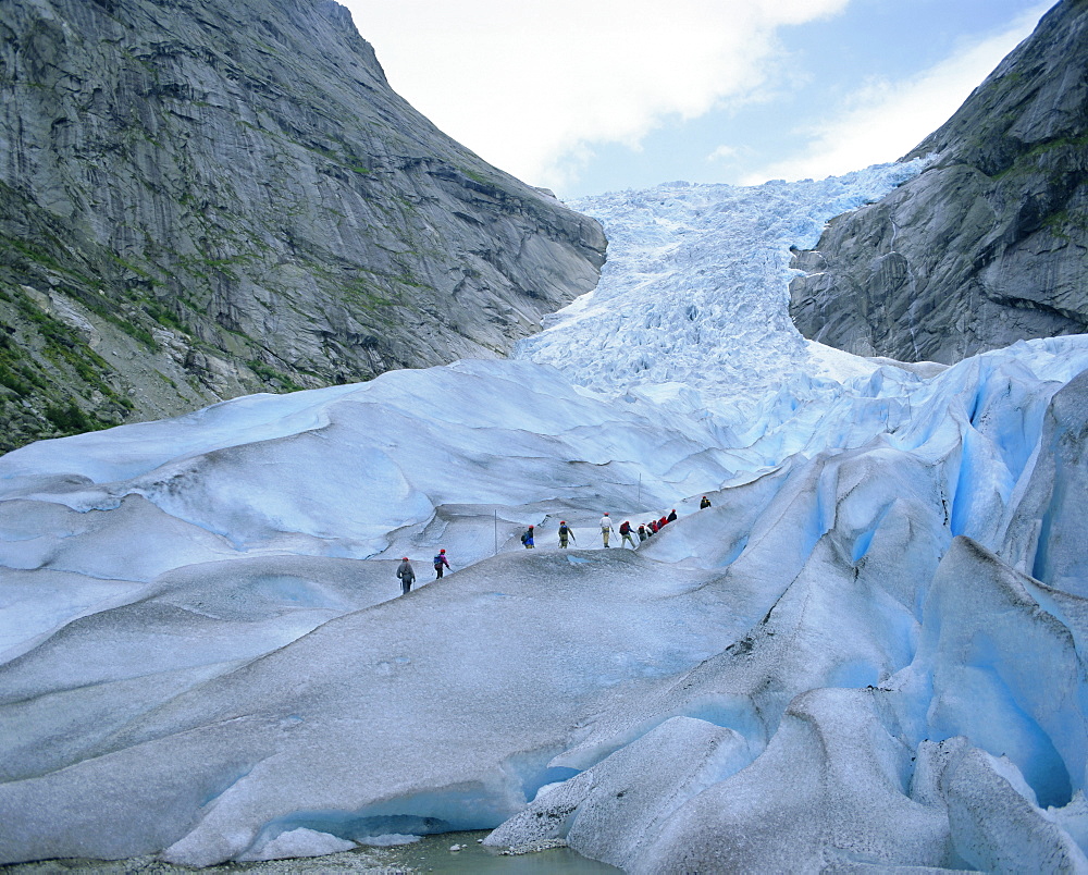 Glacier climbing tour, Briksdalsbreen Glacier, Western Fjords, Norway, Scandinavia, Europe