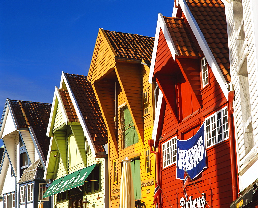 Old wooden buildings along Skagenkaien, Stavanger, Norway, Scandinavia, Europe