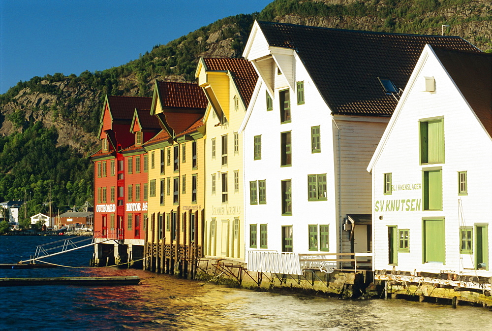 Restored harbourfront wooden warehouses, Bergen, Norway, Scandinavia, Europe